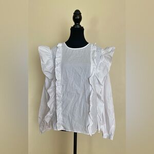 New ZaraWhite Ruffled Women's Top